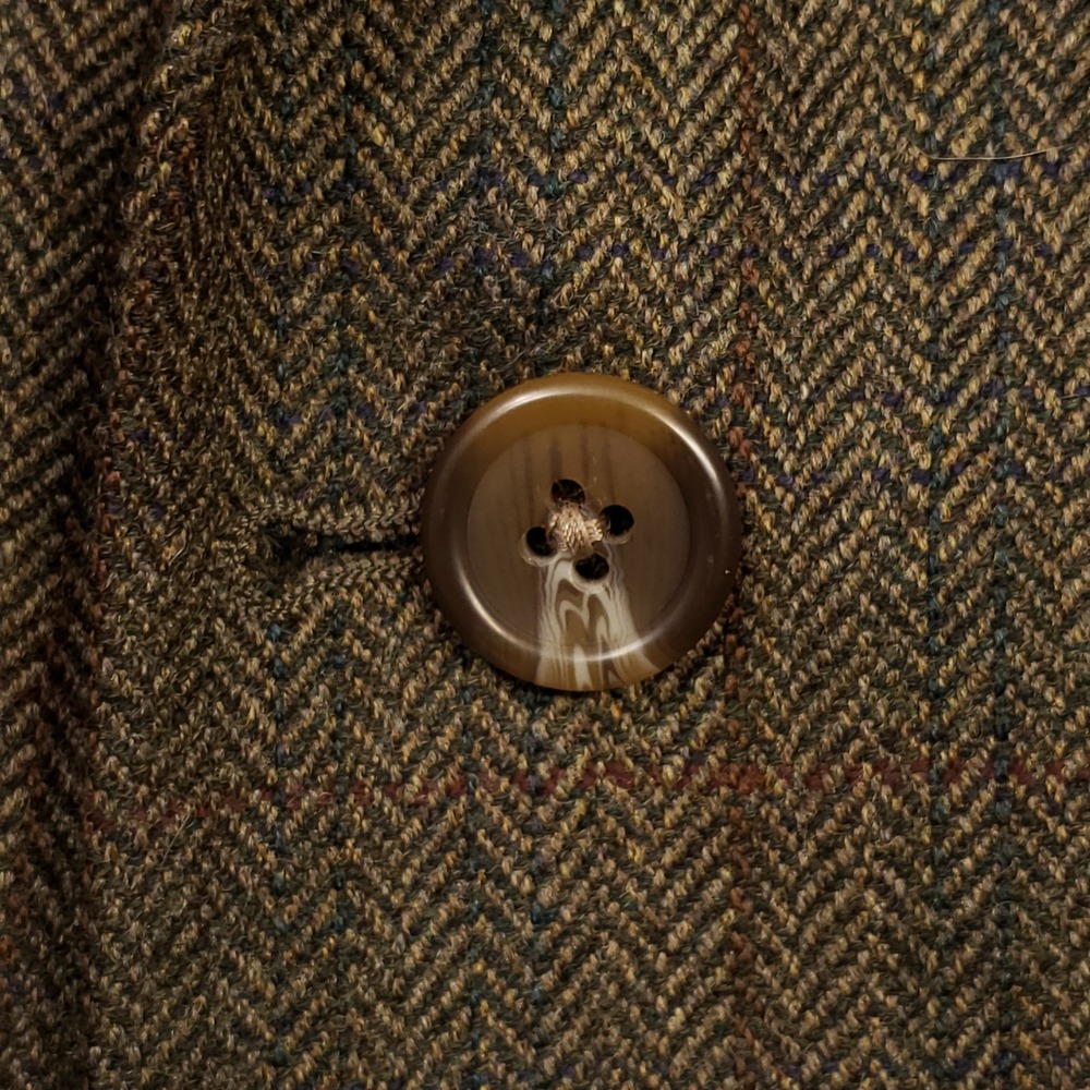 Lauren Ralph Lauren Sport Coat Mens 40S Brown Wool Herringbone Pinstripe Blazer - Picture 2 of 14
